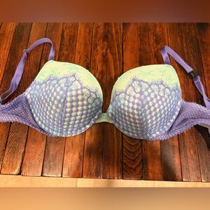 Victoria's Secret Purple and Green Lace Bra - 34D